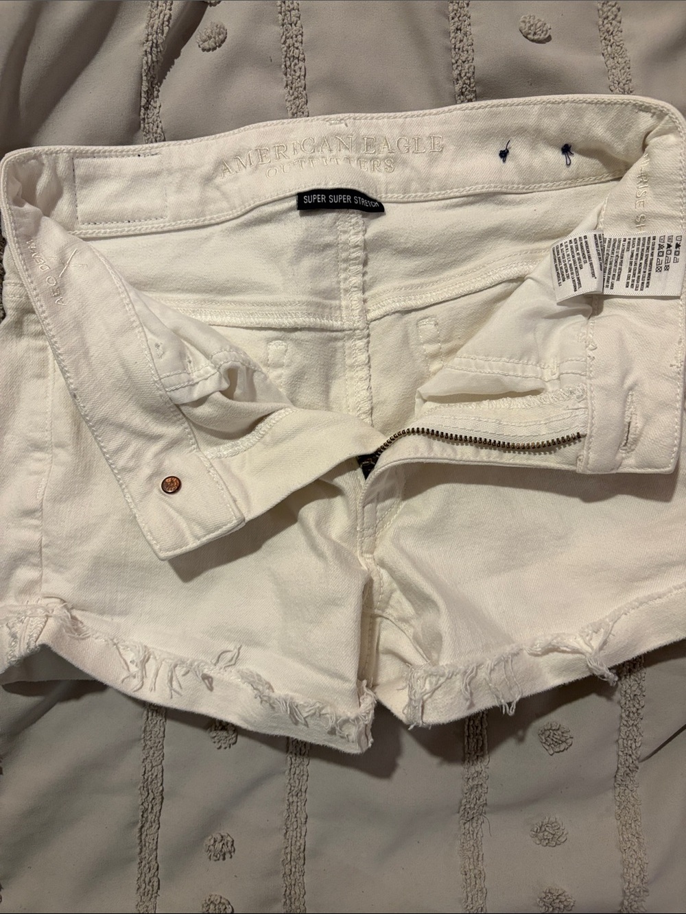 American Eagle Outfitters White Frayed Hem Denim Shorts